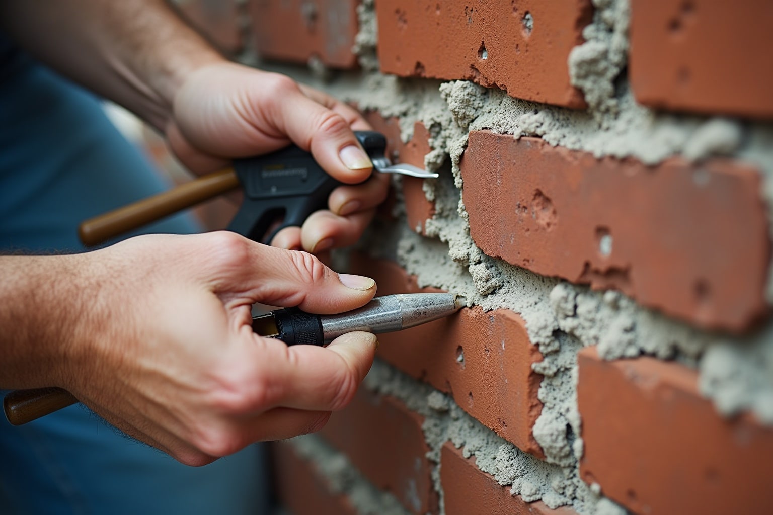 Bröckelige Fugen im Mauerwerk austauschen